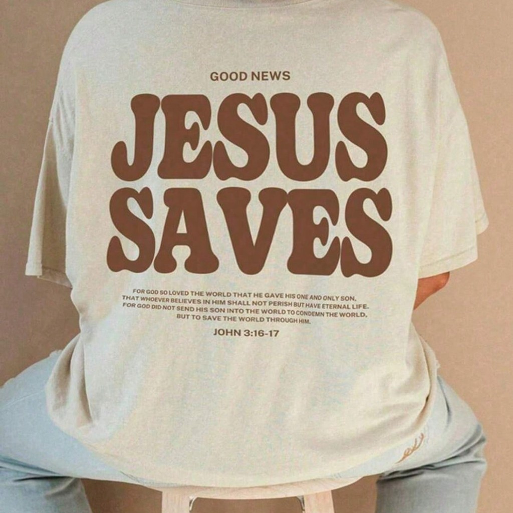 Tshirt Feminina Estilosa Estampada Jesus Saves Góspel Estampada Lançamento Camiseta 100% Algodão Camiseta Lançamento