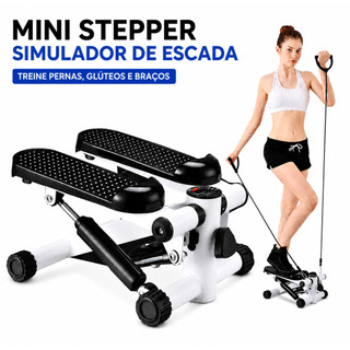 Mini Stepper Simulador de Escada com LCD e Elástico – Exercitador para Pernas e Glúteos