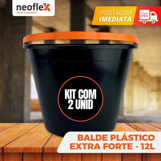 Kit 2 Baldes Plásticos 12 Litros Com Alça Reforçada – Resistentes Multiuso Limpeza e Obras