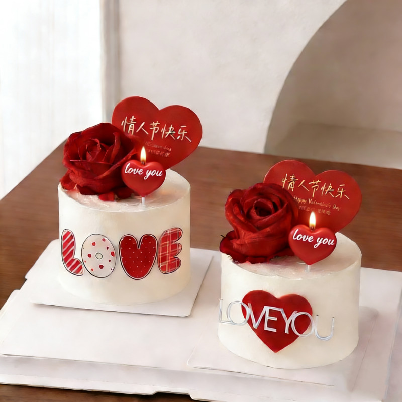 Romântico 520 Dia dos Namorados Decoração de Bolo Feliz Dia dos Namorados Confissão Coração Acrílico LOVEYOU Love Plug-I