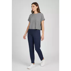 Calça Feminina Reta Malha Dublada Marialícia Azul