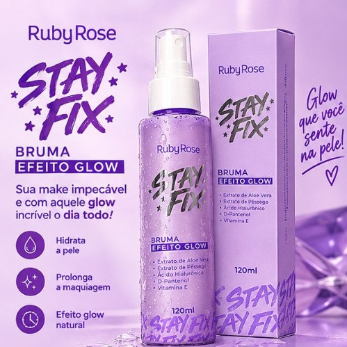 Bruma fixadora Ruby Rose stay fix efeito glow