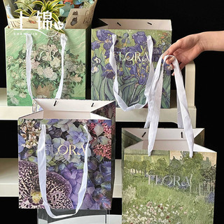 Novo estilo Pastoral pintura a óleo estilo dourado sacola influenciador buquê saco arranjo de flores arranjo de flores c