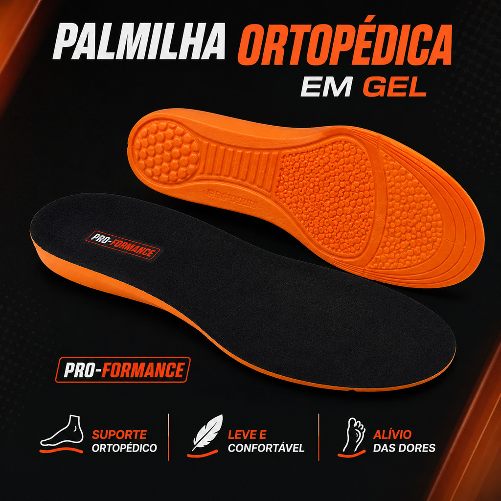 Palmilha Ortopédica em Gel P.U Para Várias Horas de Trabalho Alivia Dores Confortável Anatômica