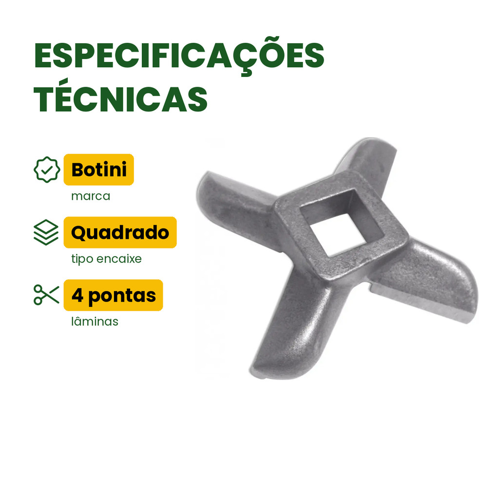 Faca Cruzeta Para Moedor De Carne Elétrico Botini B09 B5509 B15209 — imagem 2 de 2