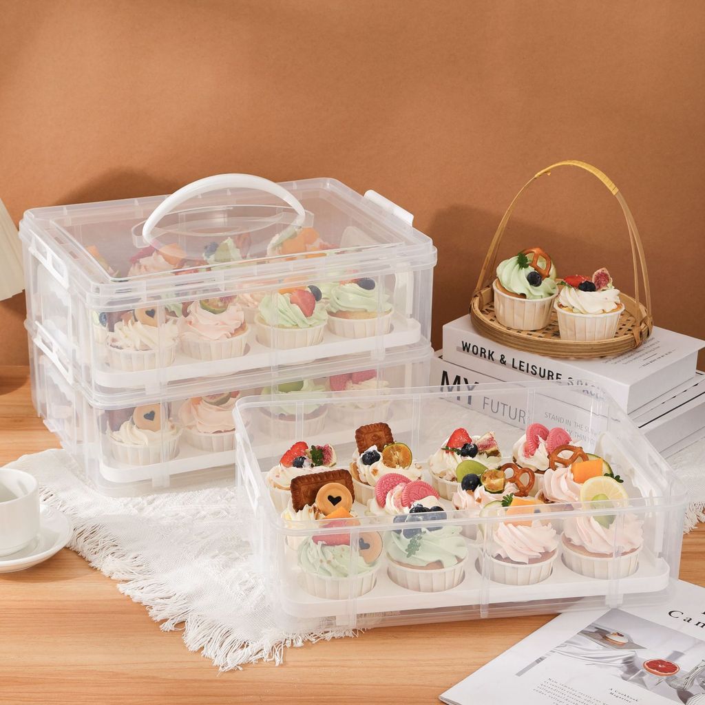Caixa de Cupcake de papel portátil mesa de sobremesa portátil transparente Multi-camada caixa de armazenamento cozimento