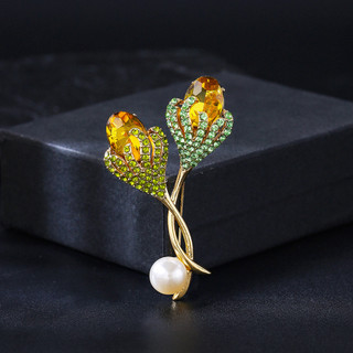 Luz de luxo moda elegante tulipa broche liga vidro pérola temperamento generoso terno casaco Corsage acessórios