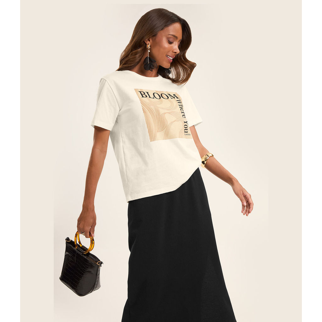 T- Shirt Feminina em Meia Malha Rovitex Bege