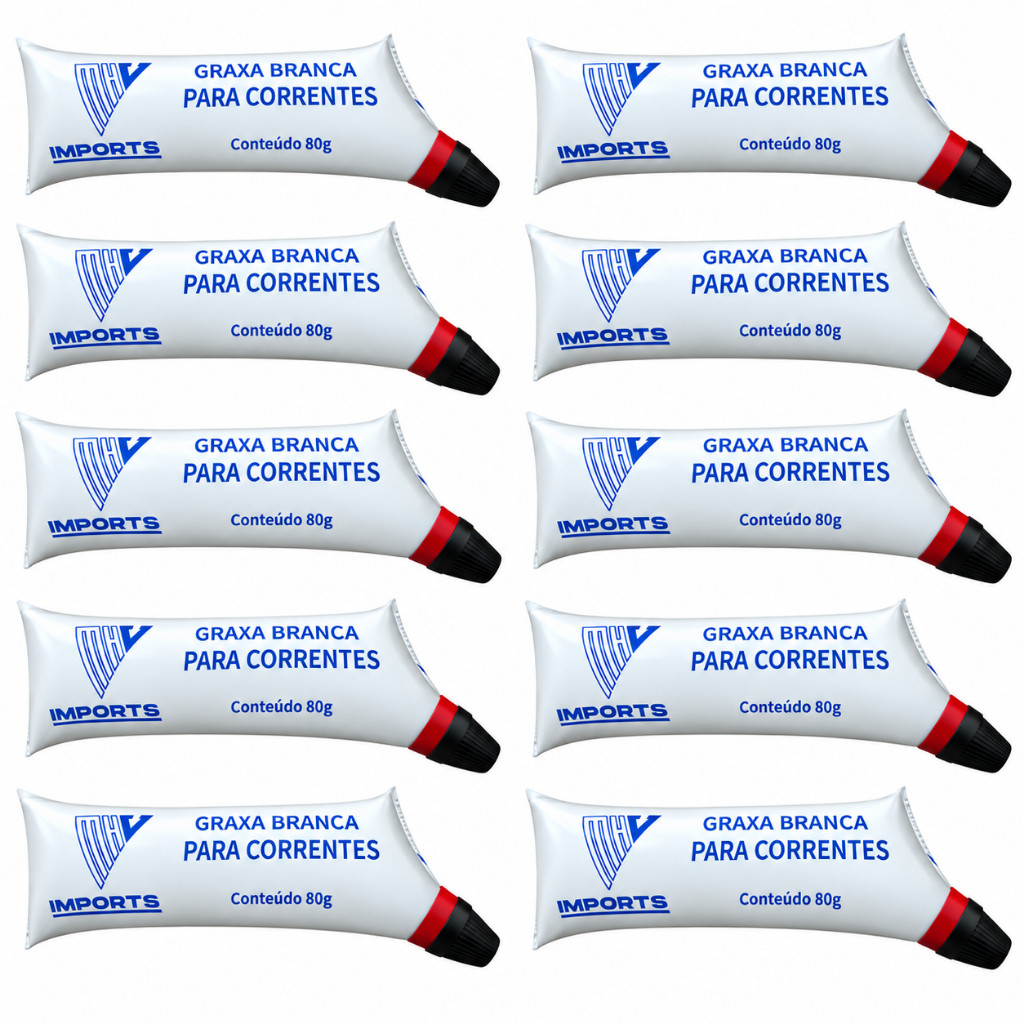 Kit 10x Graxa Lubrificante Para Corrente De Transmissão Branca 80g