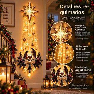 Decoração De Parede De Presépio Com Iluminação 2D Bethlehem Estrela Da Fé LED Suspensão Natal Cena Sagrada Família E Luz