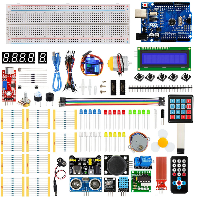 Ultimate Arduino UNO R3 Super Starter Kit-Pacote Completo De Programação Eletrônica DIY Com Sensores , Motores , LCD , P