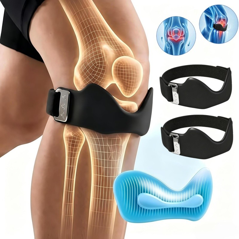 Faixa Subpatelar 3D Silicone Ajustável, Cinta de Joelho para Tendinite Patelar, Alívio Dor Joelho, Corrida Futebol