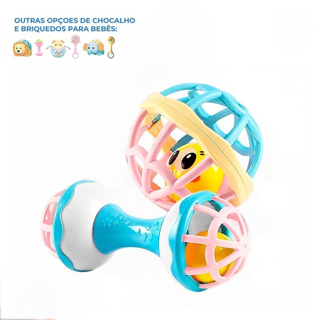 Chocalho Divertido Bolinha Mordedor Brinquedo de Bebe Silicone 2pçs Mordedor Animais Chocalho Bebe