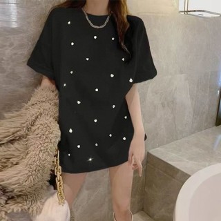Algodão de manga curta moda moda quente diamante nicho solto Casual mais magro olhar temperamento verão feminino novo es