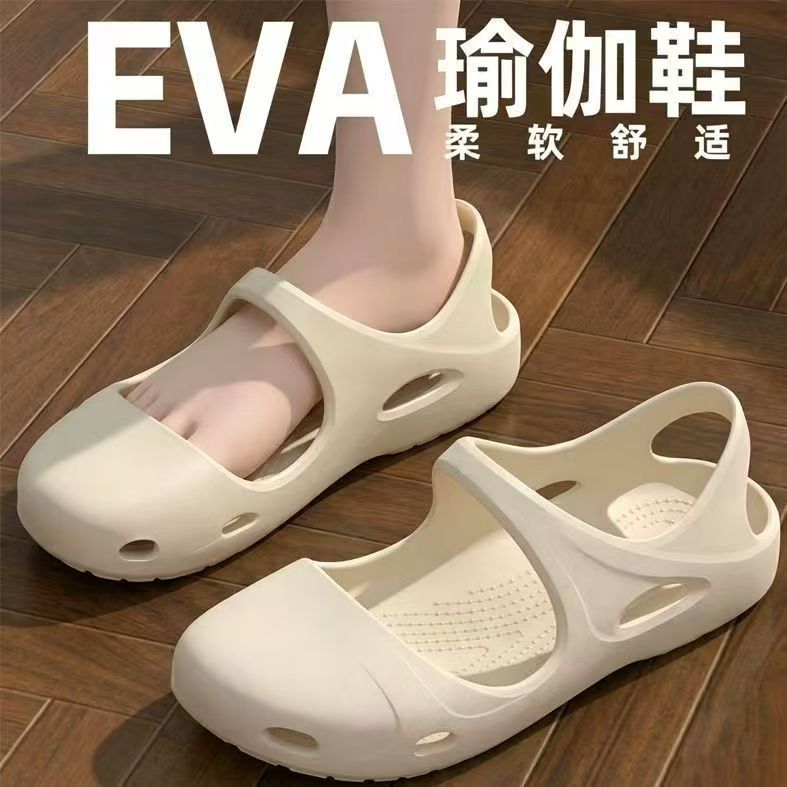 Desgaste exterior Baotou chinelos feminino verão antiderrapante respirável sapatos de praia EVA pisando em sandálias de 