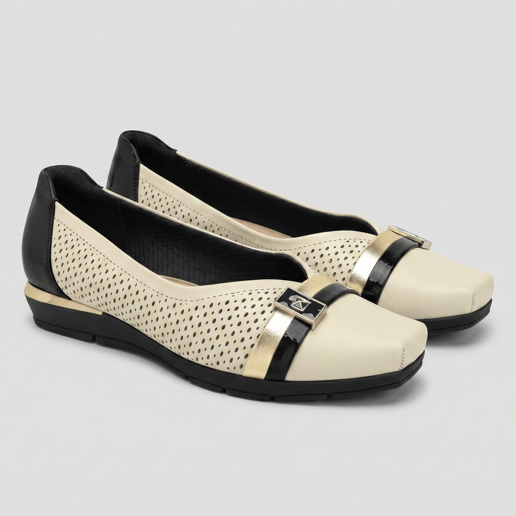 PICCADILLY MAXI - Sapatilha Fernanda Off White com Preto