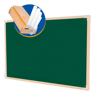 120x90 Lousa Verde Quadro Escolar Moldura Cor Carvalho Stalo + 10 Giz E Apagador