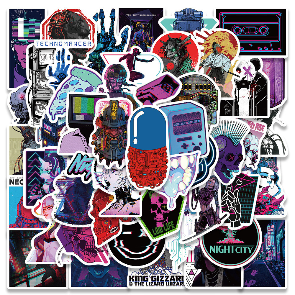 50 folhas Harajuku Cyberpunk Neuron manipulador Anime mala Notebook telefone móvel computador Tablet adesivos