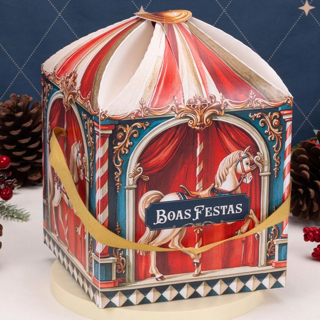 5 CAIXA CARROSSEL PARA PANETONE DE 500g MEMÓRIAS 6404 (JANGO NATAL 2026) — imagem 2 de 2