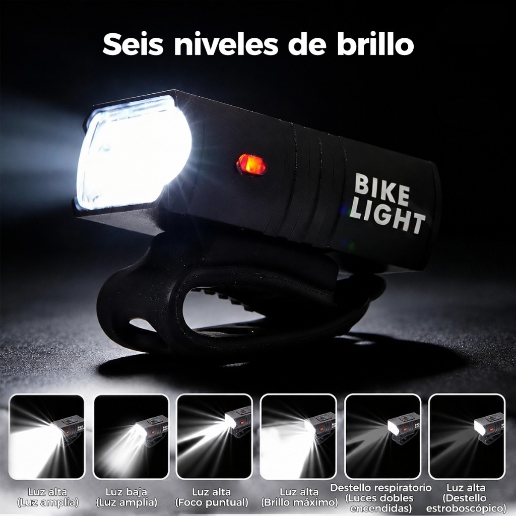 Kit Farol Bike LED Recarregável com Lanterna Traseira Seta Controle Remoto e Luz para Pneu Ciclismo Noturno — imagem 2 de 2