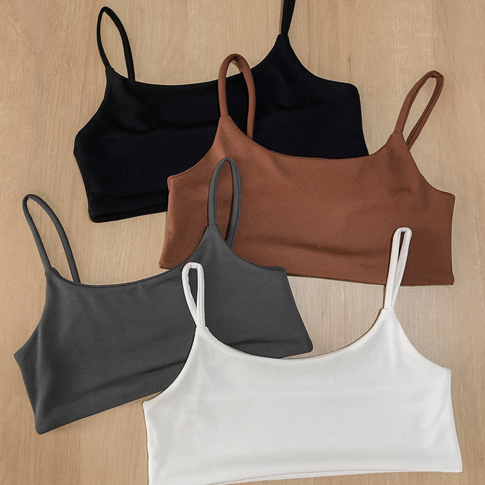 Top Academia Forro Duplo Alça Fina Suplex Premium Com Elástico Feminino Fitness