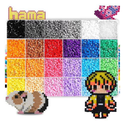 Conjunto Hama Beads 10.000 Pçs E Organizadora 24 Cores 2,6mm sem ferramento
