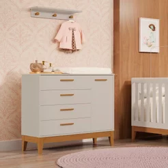 Cômoda Sapateira para Quarto de Bebê Flip Bege/Areia Fosco