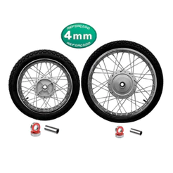Roda Par Dianteira Traseira 4mm Honda Biz 100 110 125 + Pneu Montado Com Rolamentos