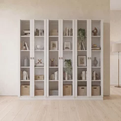 Kit 3 Armários para Escritório com Portas de Vidro ME4115 Branco Branco