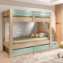 Beliche Infantil/Juvenil 2 Gavetões Escada com 4 Gavetas Star Plus Casatema MadeiraOriginals Marrom/