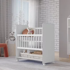 Mini Berço Grade Removível com Colchão New Baby Branco