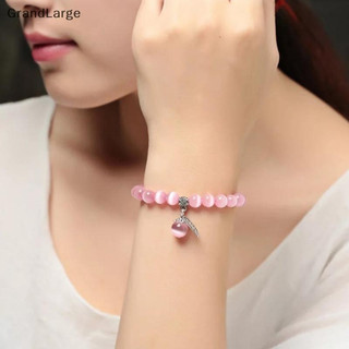 [GrandLarge] Moda Cor Natural Ágata Olho De Gato Pedra Pulseira Para Mulheres Cristal Frisado Estética Jóias BR