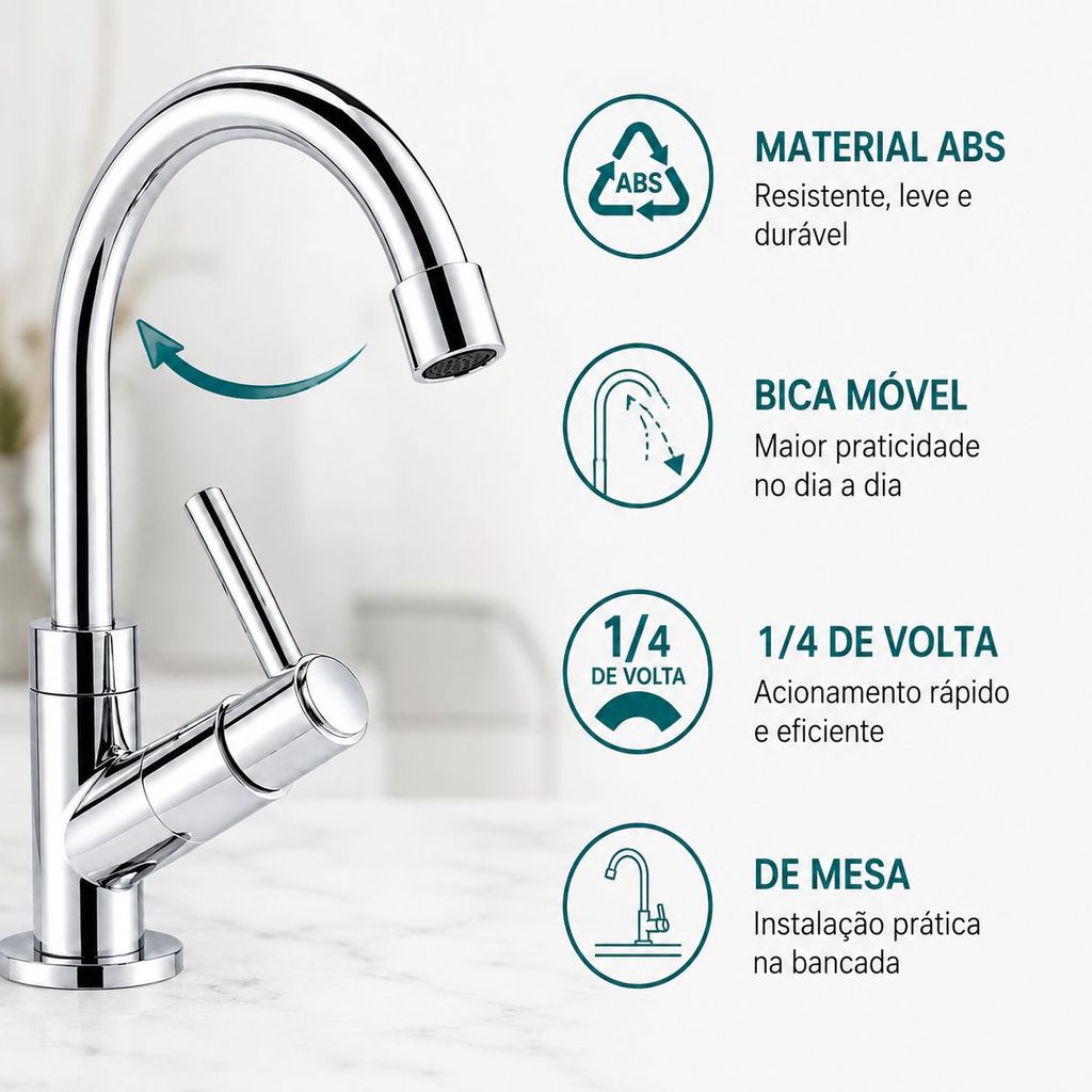 Torneira banheiro lavabo cuba sofisticada inox ABS Lavatorio Lavabo Banheiro cozinha Abs · foto 2