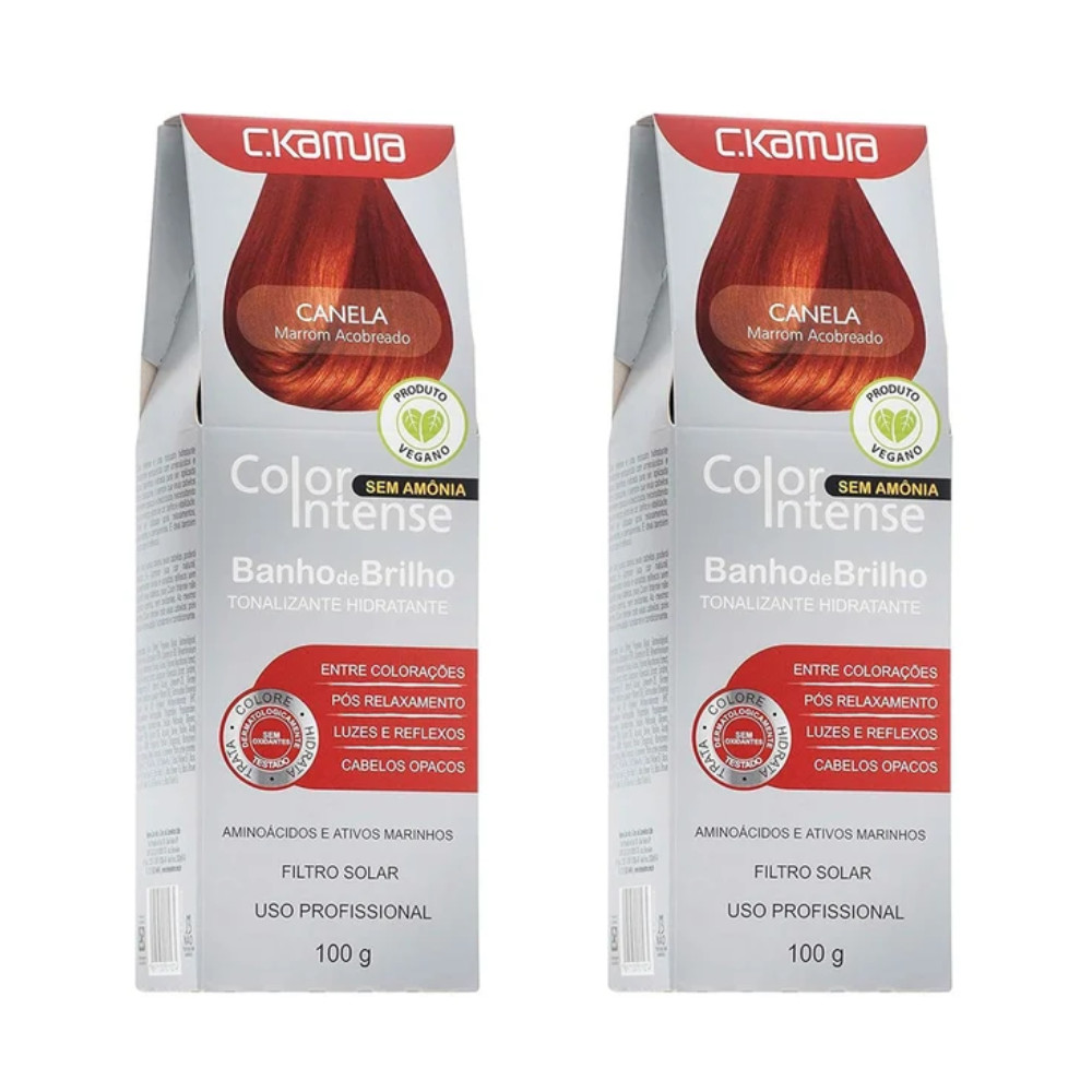 Imagem Kit 2 Tonalizantes C.Kamura Color Intense Canela Banho De Brilho 100g