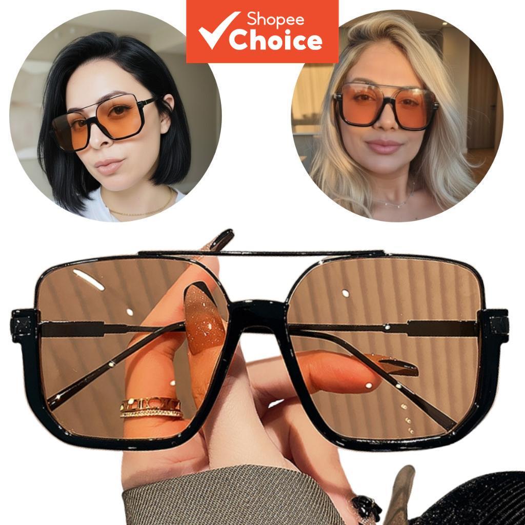 Óculos de sol feminino, quadrado com proteção UV, estilo blogueira - tendência retrô quadrada, estilo blogueira luxuoso
