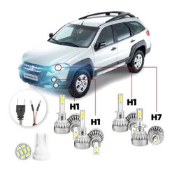 Lampadas Led Fiat Palio Adventure 2009 A 2012 H1 H7 20000lm