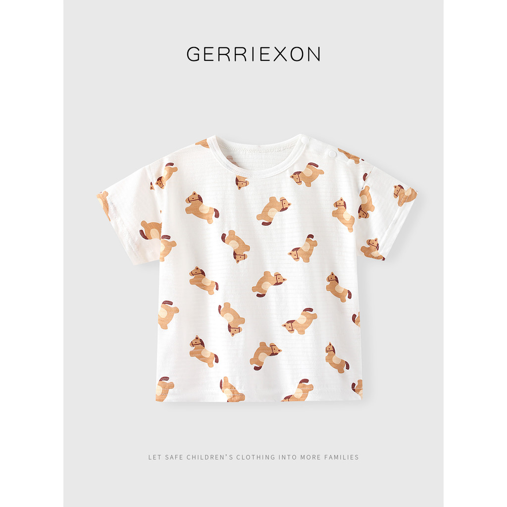 Verão novo estilo leve camiseta de manga curta macio e confortável crianças impressão dos desenhos animados pele-amigáve