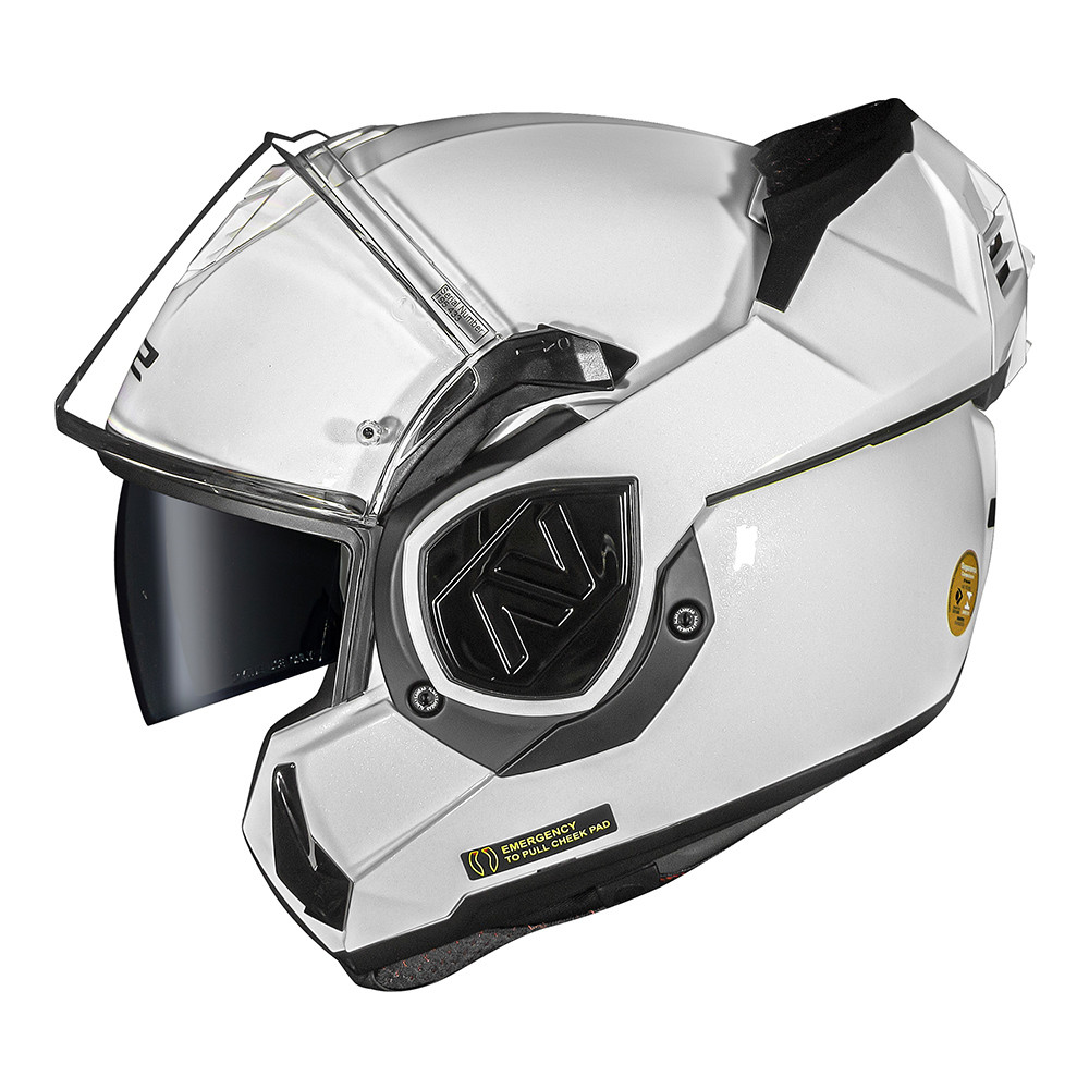 Capacete ls2 Advant FF906 Escamoteável Robocop Oculo Branco