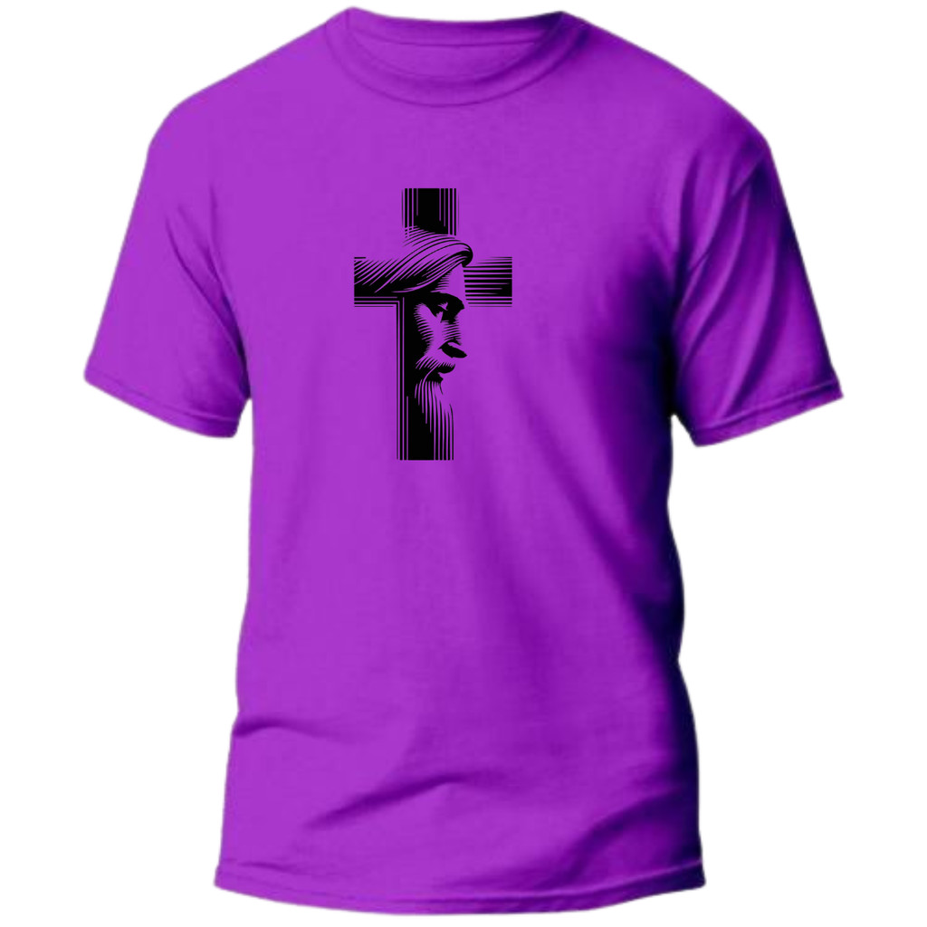 Camiseta Unissex de Manga Curta Cruz Peito Graphic, Confortável e Estilosa, Casual Moda Cristã 100% Algodão