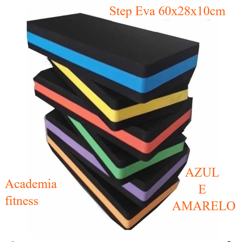 Step Eva 60x28x10cm Academia/fitness - AZUL E AMARELO