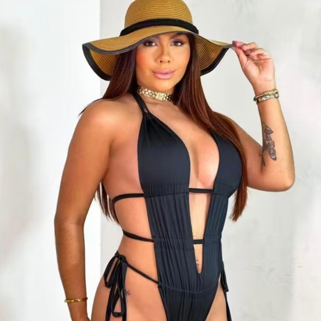 Kit de 2 Bodys Cavado Maiô Feminino Praia Sensual Decotado Detalhes nas laterais com amarração Com regulagem e sem Bojo