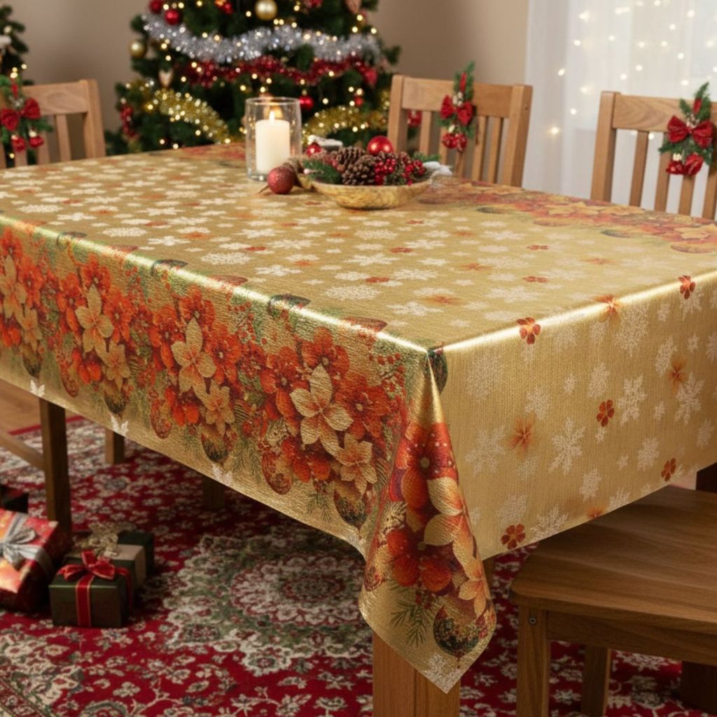 Toalha Mesa Natal Plástico Impermeável PVC Térmica 6 Lugares Retangular 4 Lugares Quadrada Ou Redonda Turquia