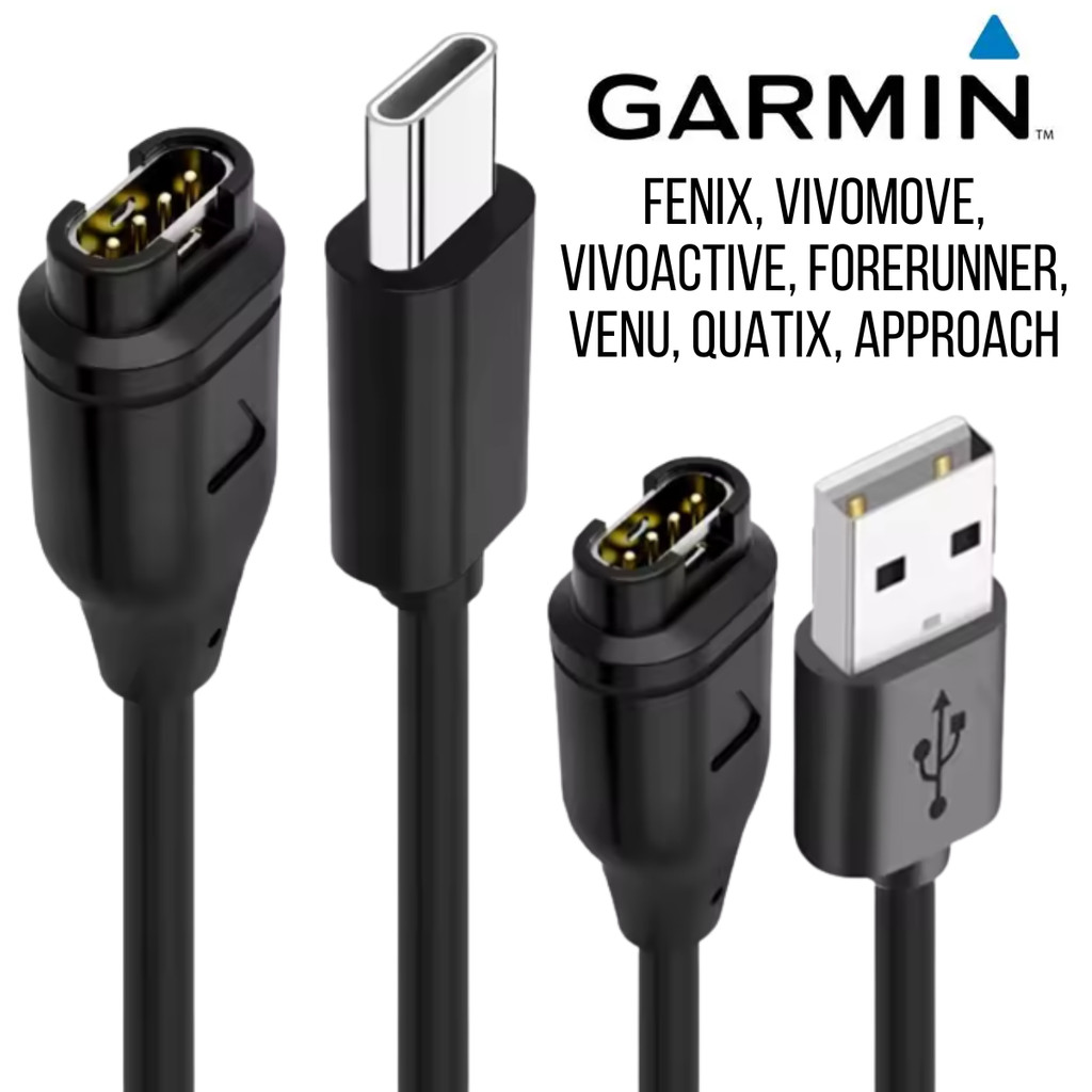 Carregador USB C P/ Relógio Garmin Fenix 8, 7 HR Venu Forerunner Approach Vivoactive Solar Quatix
