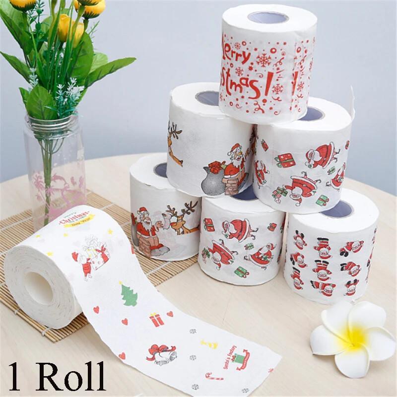 Papel Higiênico de Natal com Tema Festivo Impresso, Papel Higiênico de Polpa de Madeira, Presentes Festivos, Rolo com Pa