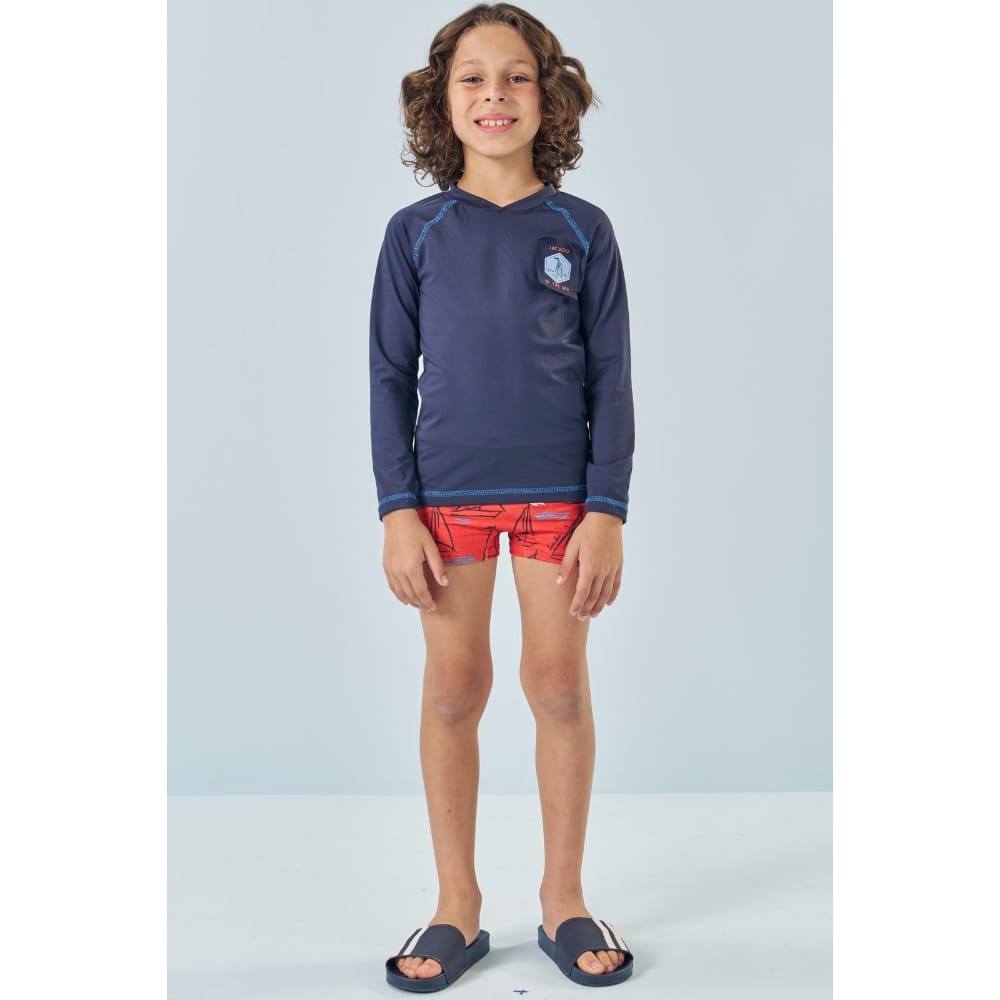 Conjunto Menino Camiseta e Sunga em Malha UV Dry c/Proteção UV 50+ LucBoo