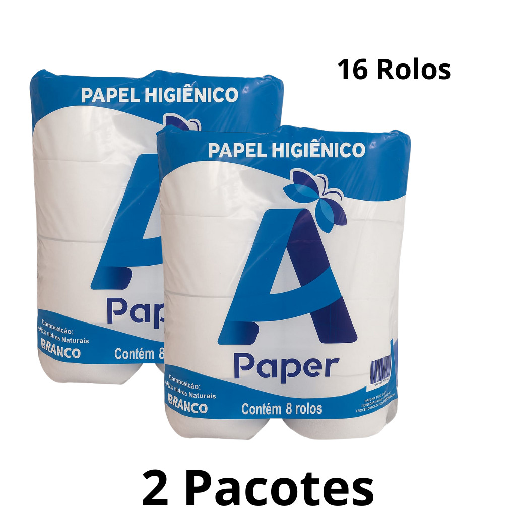 16 Rolos de Papel Higiênico Institucional Rolão Branco 2 pacotes