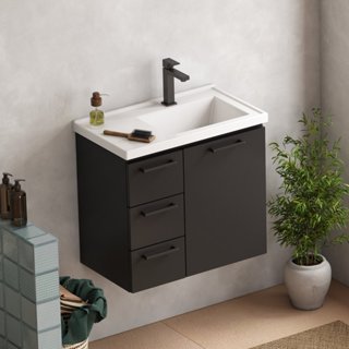 Gabinete Para Banheiro Em Aço 3 Gavetas Ameixa Preto em Oferta na Shopee