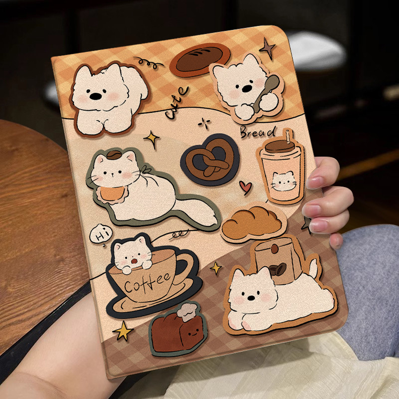 Capa Capinha Flip Cachorro de Desenho para Tablet iPad Mini Air Pro 10.5 10.9 12.9 pol9 geracāo Case Slot para Cane