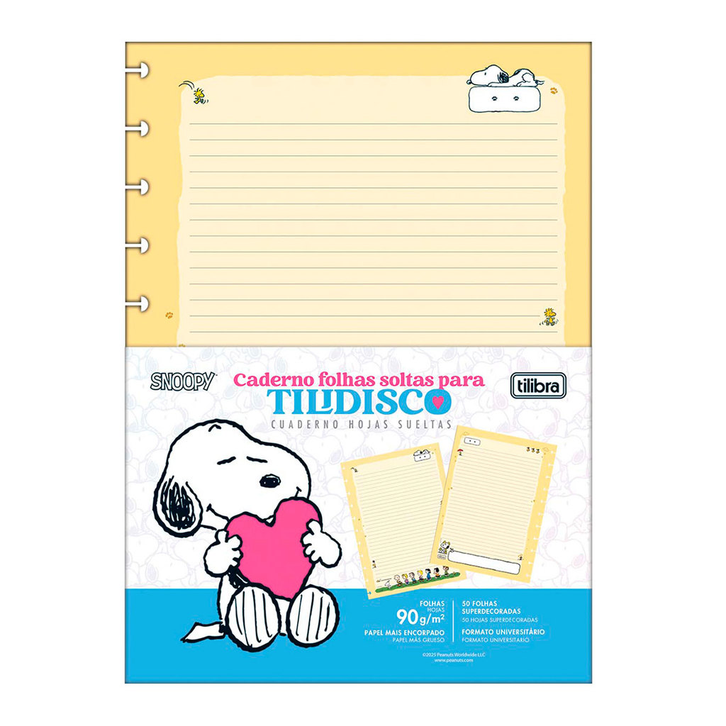 Bloco para tilidisco universitário pautado 50 folhas Snoopy Tilibra