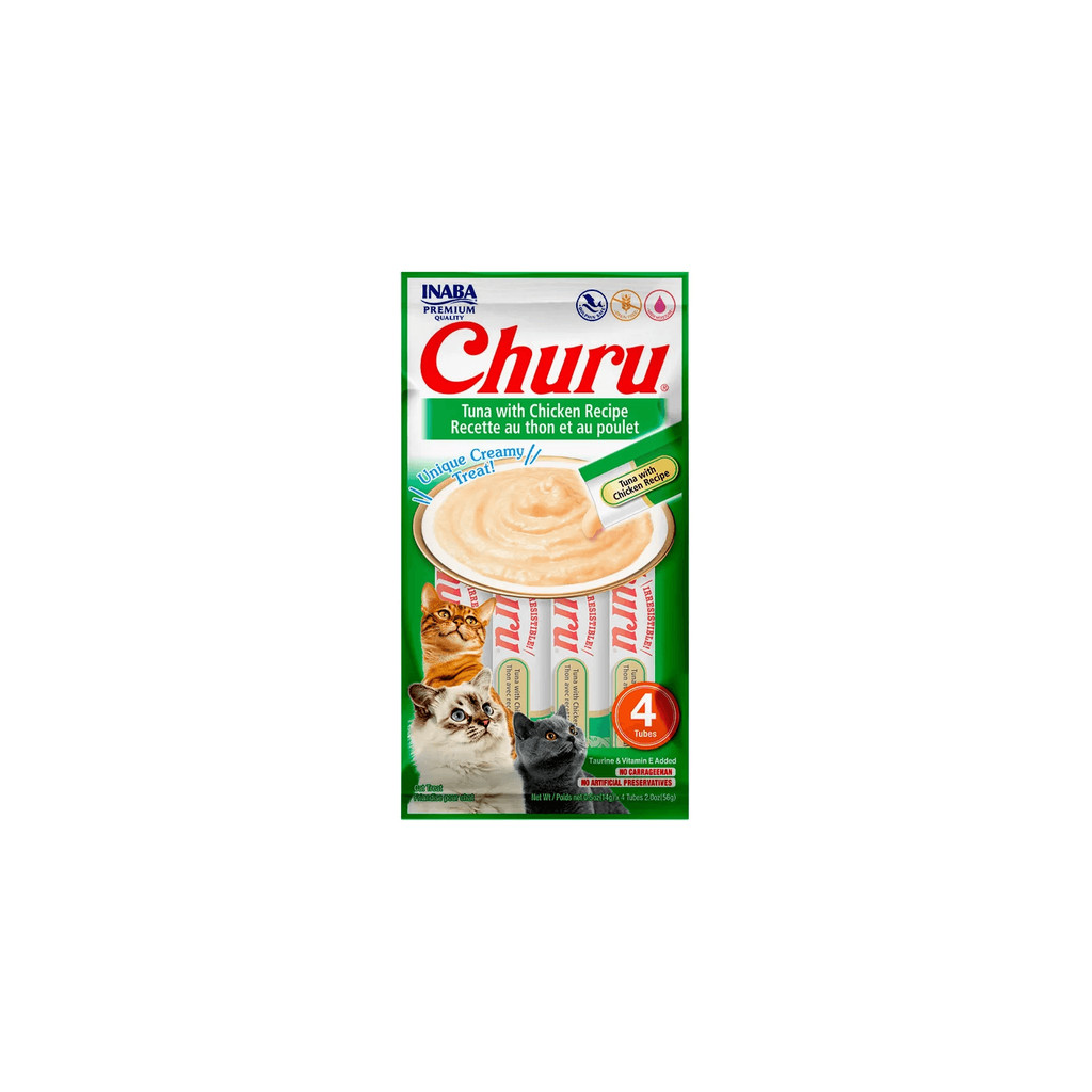 Petisco para gatos Churu sabor Purê de Atum e Galinha - 56g